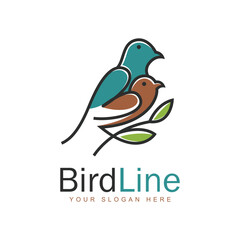 Fototapeta premium line art sparrow or finch bird logo vector illustration design, minimalist bird icon symbol