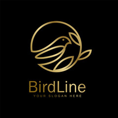 line art sparrow or finch bird logo vector illustration design, minimalist bird icon symbol