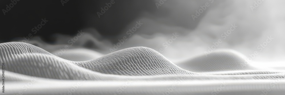 Poster Mesmerizing Waves of Mist and Texture Dance Under Soft Light in a Serene Landscape