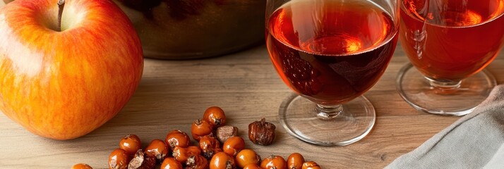 Enjoying a Cozy Gathering With Mulled Wine and Seasonal Ingredients on a Rustic Table