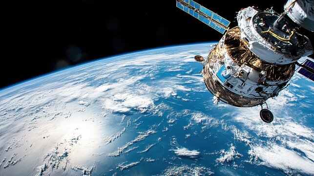 A space exploration mission where astronauts conduct experiments in zero gravity aboard a research spacecraft, with Earth visible through a nearby window.  - Powered by Adobe