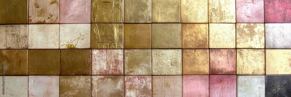 Aufkleber colorful mosaic of textured tiles reflecting light and warmth in a creative space
