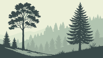 Fototapeta premium Transform Your Designs with Coniferous Winter Forest 🌲🎨 – High-Quality EPS File!