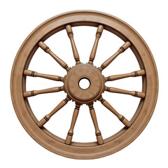 A wooden steering wheel with spokes in the center