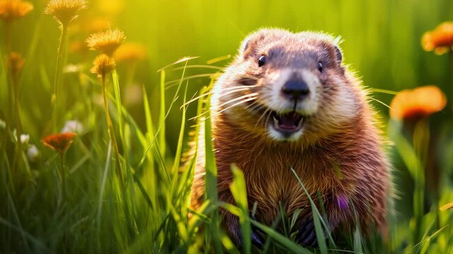 nature, cute, groundhog, wild, mammal, day, wildlife, brown, animal, marmot, fur, squirrel, summer, funny, fauna, groundhog day, marmota, furry, rodent, hog, small, ground, grass, outdoor, spring, hol