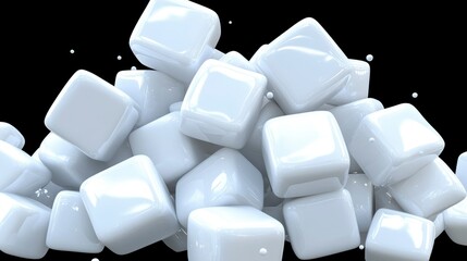 Obraz premium Abstract 3D Render of White Cubes, Glossy, Pile, Stack, Minimalist Design