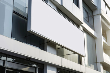 Fototapeta premium Wall Mounted Sign on Building Mockup Signage Mockup on Building Wall Billboard Sign Mockup Large Roadside Sign Board For Advertisement Roadside Billboard Sign Mockup Outdoor Signage