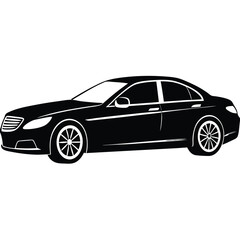 Luxury car side view silhouette on white background