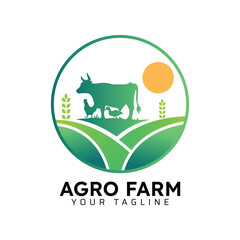 Agro Farm Green sunny Logo Design Template