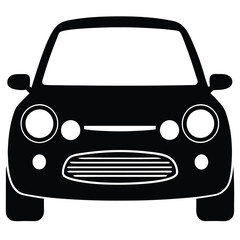 Compact car headlight silhouette on white background