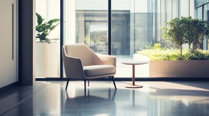 Minimalist modern room with sleek, open design. Featuring clean lines and subtle hues