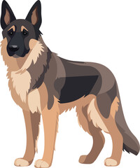 German Shepherd dog character art vector