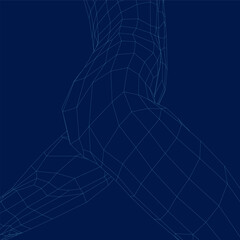 Wireframe Active running woman, vector illustration
