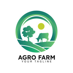 Agro Farm Green sunny Logo Design Template