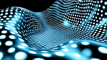 Abstract Blue and White Polka Dot Wave Background