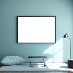 Serene Teal Living Room Mockup 