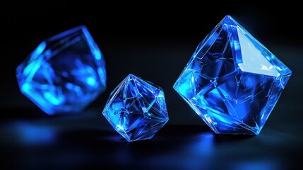 Fototapeta premium Luminous Blue Gems: A Symphony of Facets and Light