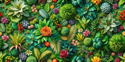 Fototapeta premium Seamless Organic Pattern, Aerial Nature Photography, Botanical Texture, Repeat Design, Surface Design, High-Resolution Image