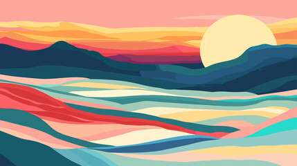 Stunning Landscape with River and Rainbow: Picturesque Natural Scene