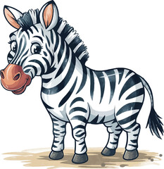 Watercolor vector of a cartoon zebra animation, isolated on a white background, zebra animation, eps. © MONIKA RANI