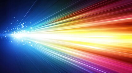 Abstract colorful light rays burst from a bright center, creating a dynamic and energetic speed effect.