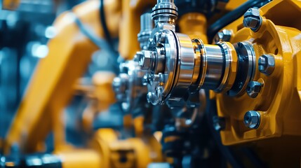 Fototapeta premium Close-up of robotic arm machinery in factory.