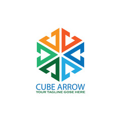 Cube Arrow Logo Template Design 