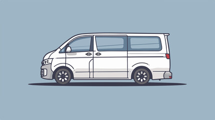 Fototapeta premium Hand-Drawn Minivan Line Icon in Cute Cartoon Doodle Style
