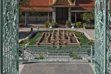 Model of Angkor Wat inside Royal Palace in Phnom Penh, Cambodia.