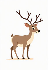 Fototapeta premium Elegant Deer with Big Antlers, Wildlife Illustration on White Background