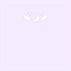 ファンシーな三日月と翼のシンプルスクエア背景⭐︎