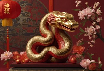 Fototapeta premium chinese style snake statue