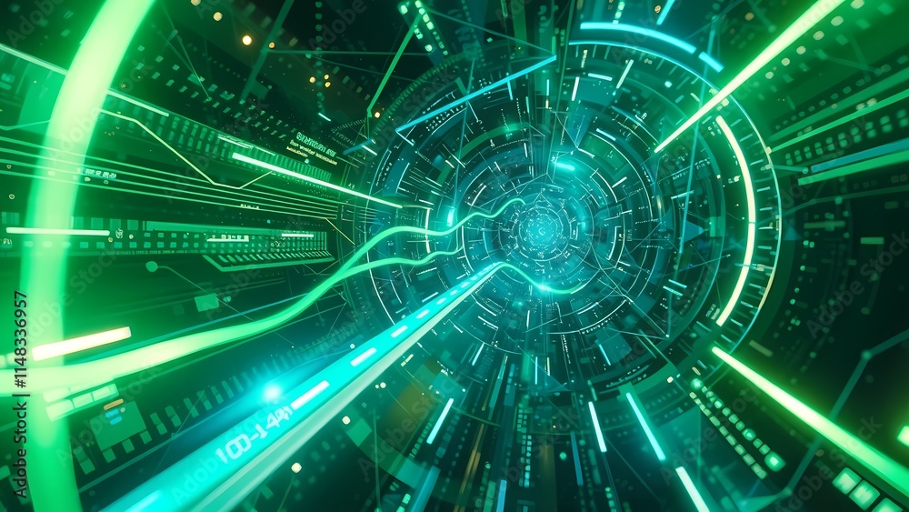 Poster futuristic technology background with digital patterns and code representing data, science, and cybe