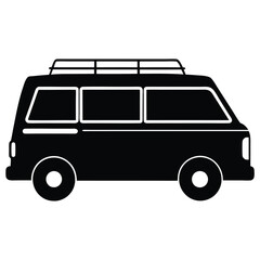 Mini van roof silhouette on white background