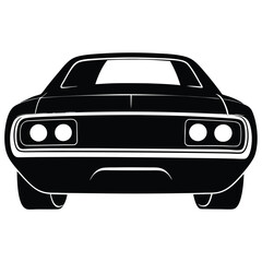 Muscle car tail light silhouette on white background