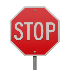 Red octagonal stop sign on pole