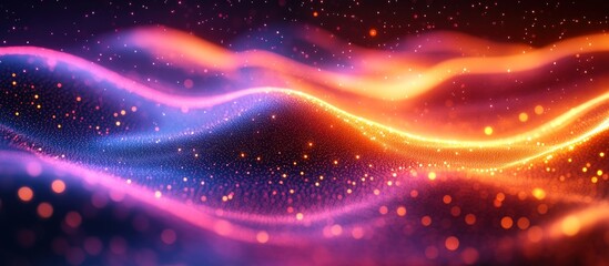 Abstract glowing wave with particles.