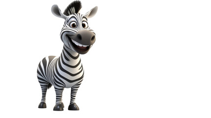 Playful Cartoon Zebra Character with Big Smile and Friendly Pose © TopMedia