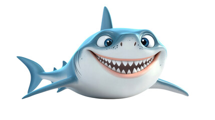 Friendly Cartoon Shark with Big Smile and Playful Expression