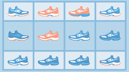 Professional Running Shoe Icon Set Flat Vector Illustration