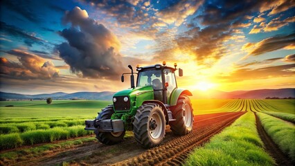 Fototapeta premium Smart Farming: AI-Powered Tractor Revolutionizing Agriculture