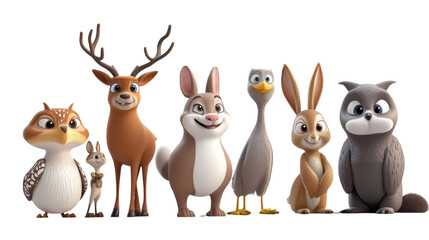 Charming Cartoon Animals Group Illustration for Creative Projects