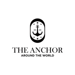 Yacht Anchor Ship Luxury Badge Vector Logo, nautical or marine logo vector illustration template icon design.