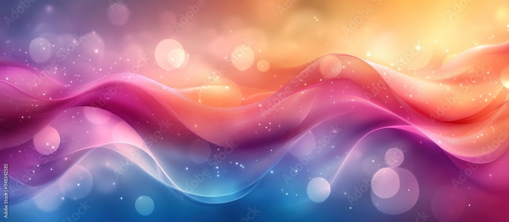 Wall mural abstract colorful wavy background with bokeh lights.
