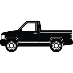 Pickup truck side view silhouette on white