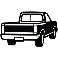 Pickup truck tailgate silhouette on white