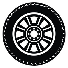 Pickup truck wheel silhouette on white
