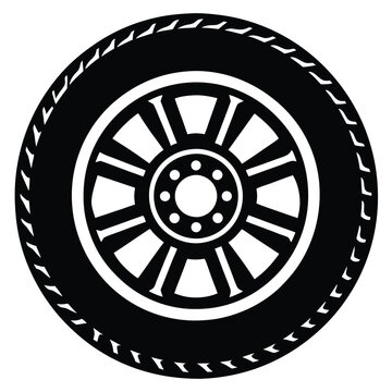Pickup truck wheel silhouette on white