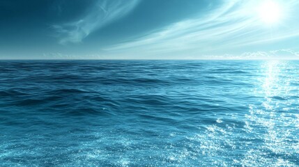 Obraz premium Soft surface water with haze and sun glitter path, 4K generated seamless animation of water , isolated on white background, , copy space, copy space for text,