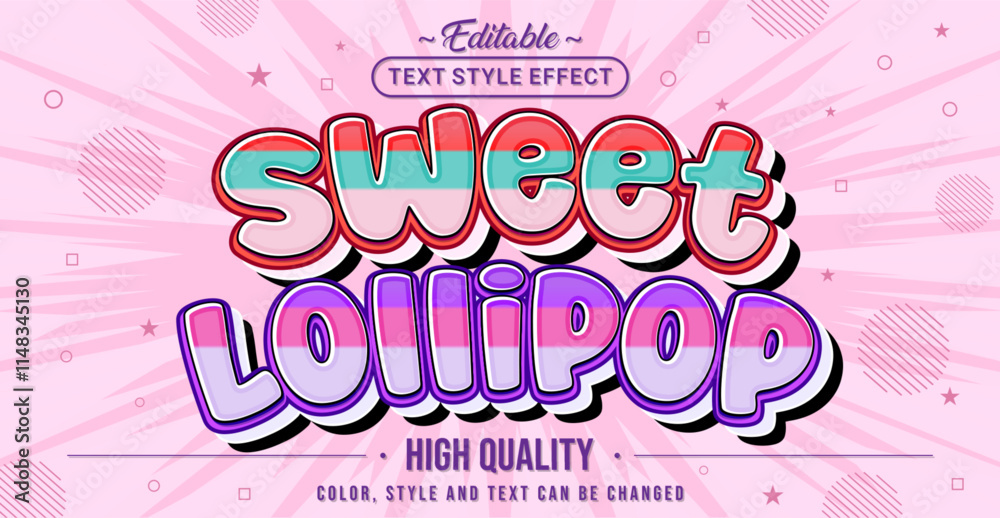Poster editable text style effect - sweet lollipop text style theme.